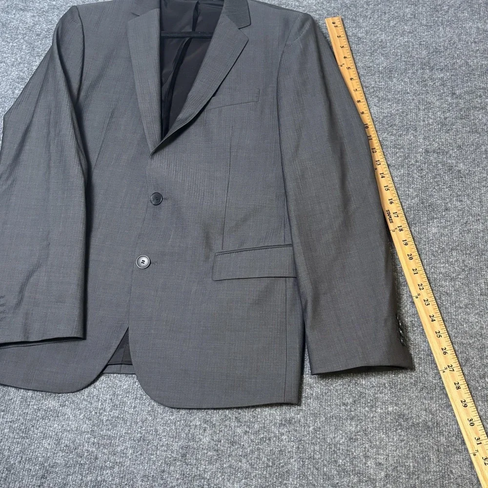 Hugo Boss Suit Jacket Mens 40R Gray Virgin Wool 2 Button Bulgaria Notch Lapel‎